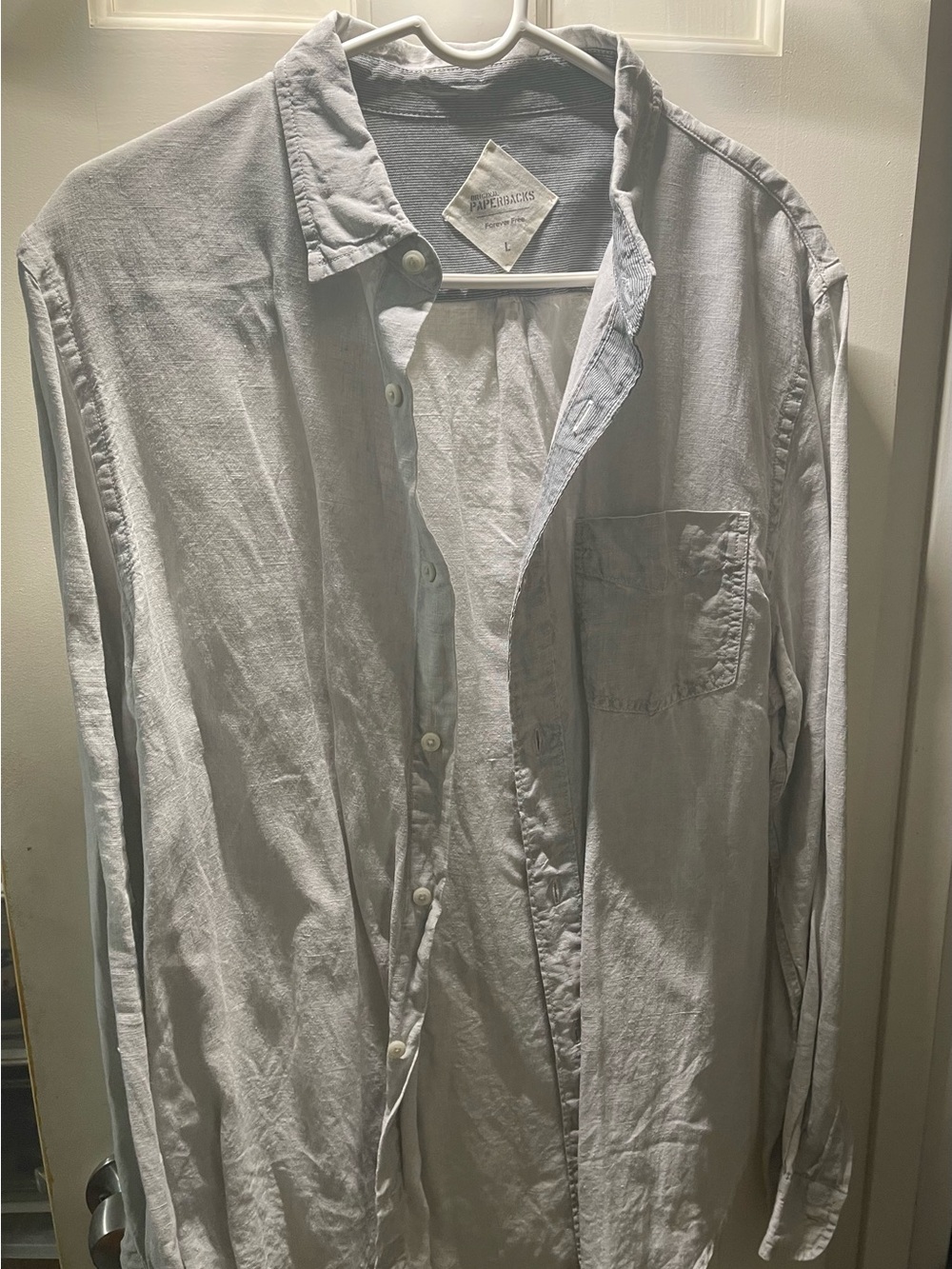 Original Paperbacks Light Gray Casual Button-Down Shirt